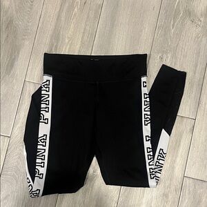Victoria’s Secret PINK size small Black Leggings with White Accents.